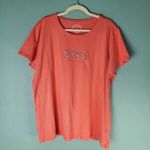 Life Is Good Women's Orange Grow Your Own Way Sunflower Classic Fit Top Size XXL